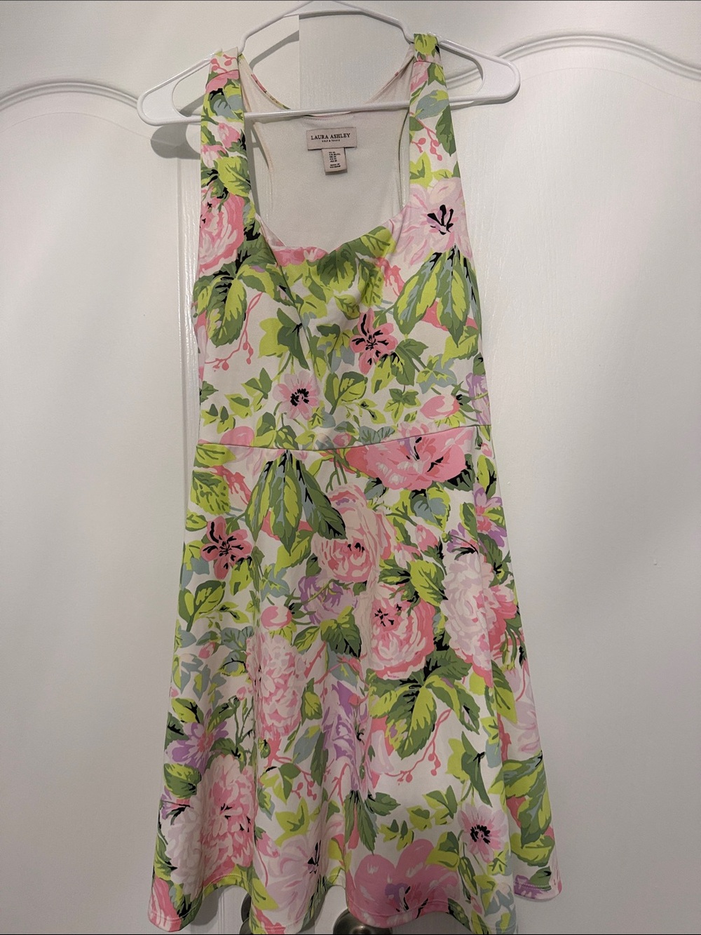 LAURA ASHLEY SZ. XL Golf Tennis Active Dress Racer back pink floral Print